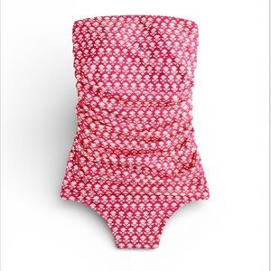 NWT J CREW Ruched bandeau one-piece in Pink Stamp Floral Plus Size 20 Swimsuit
